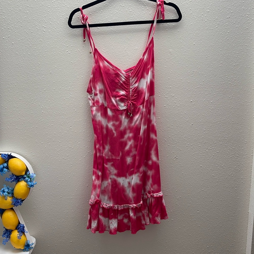 Pink and white tie dye dress size large